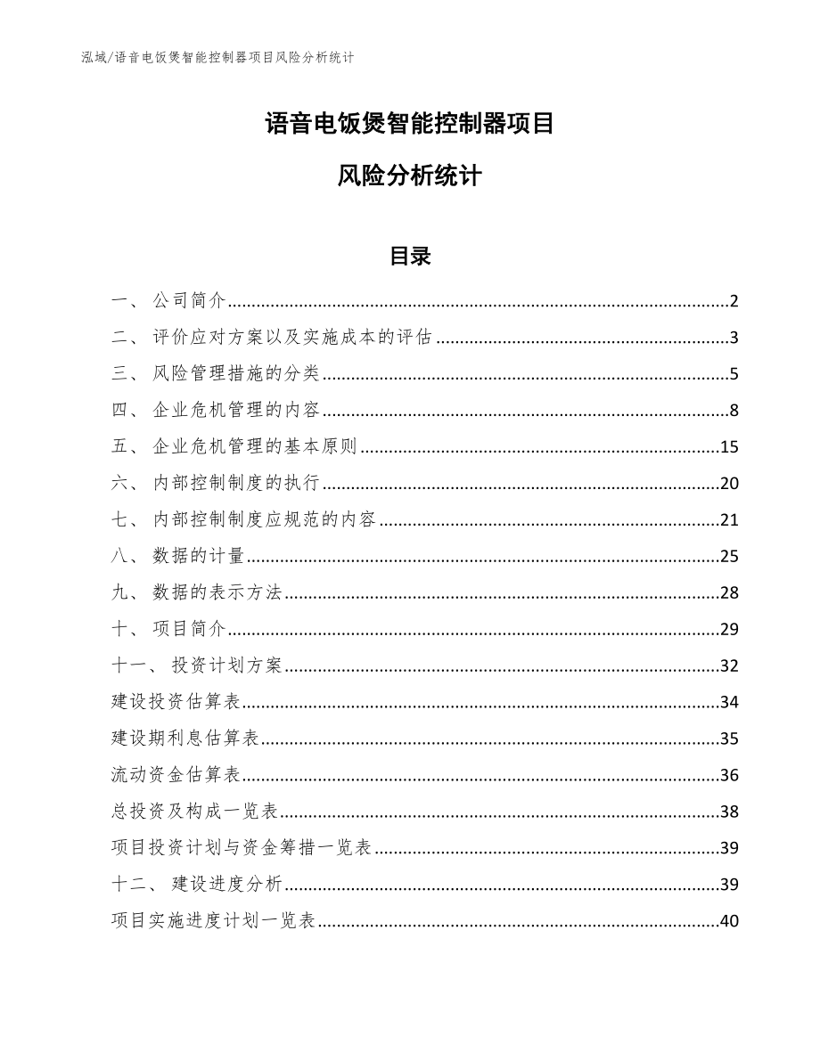 语音电饭煲智能控制器项目风险分析统计_第1页