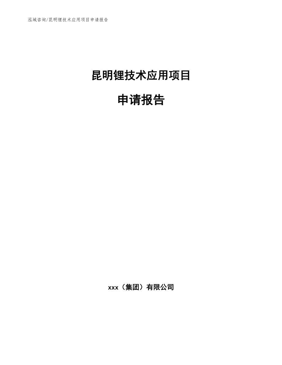 昆明锂技术应用项目申请报告_第1页
