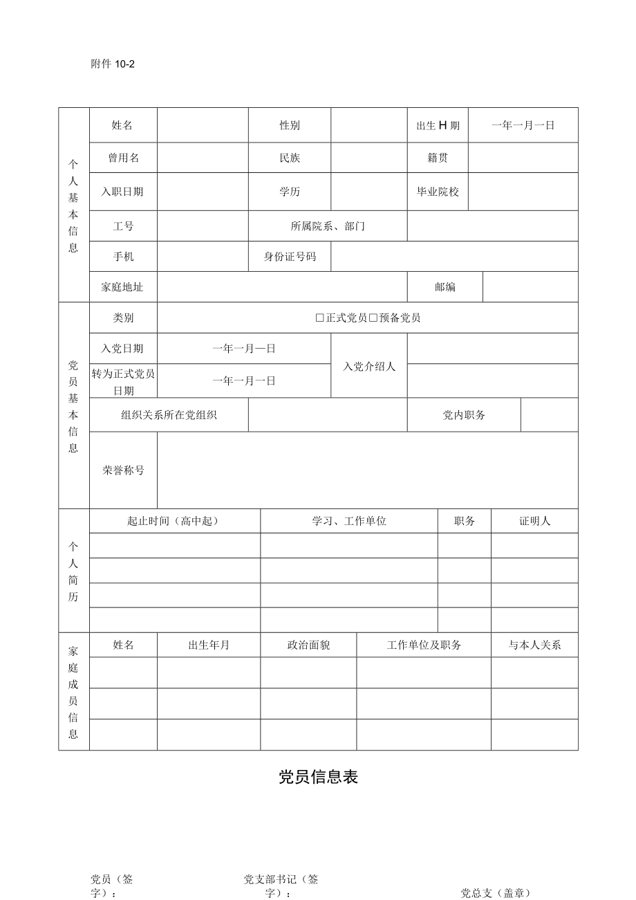 2022党员信息表（模板）_第1页