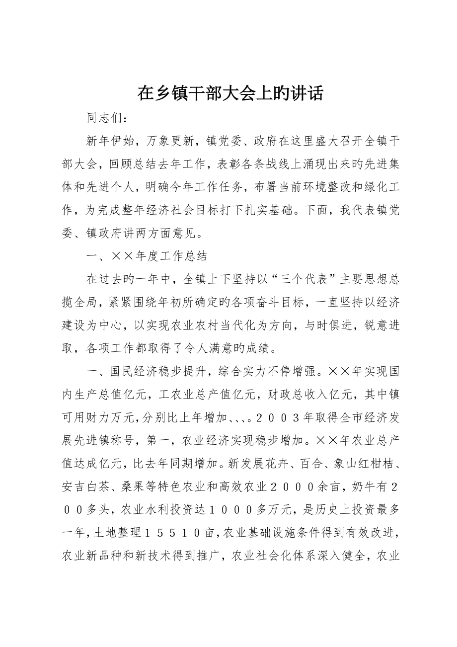 在乡镇干部大会上的致辞__第1页