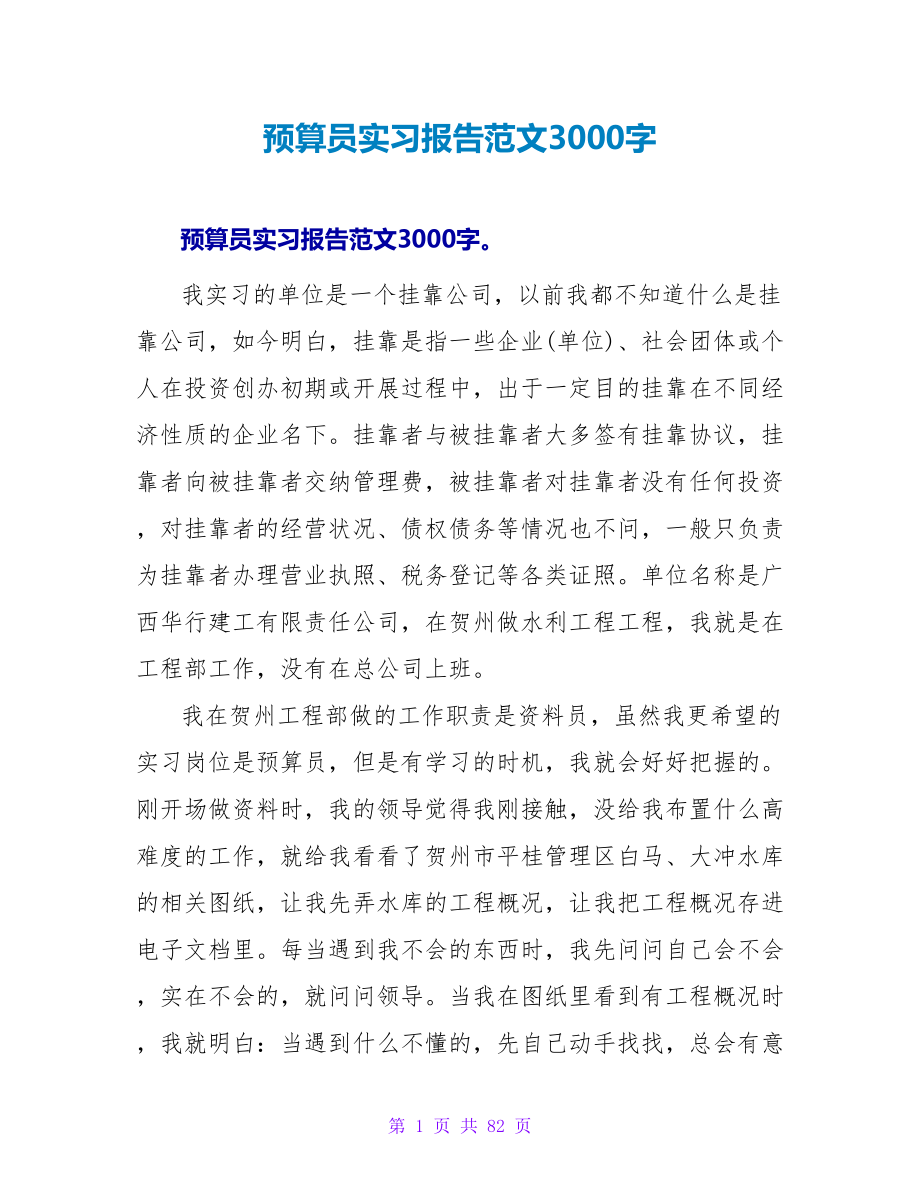 预算员实习报告范文3000字_第1页