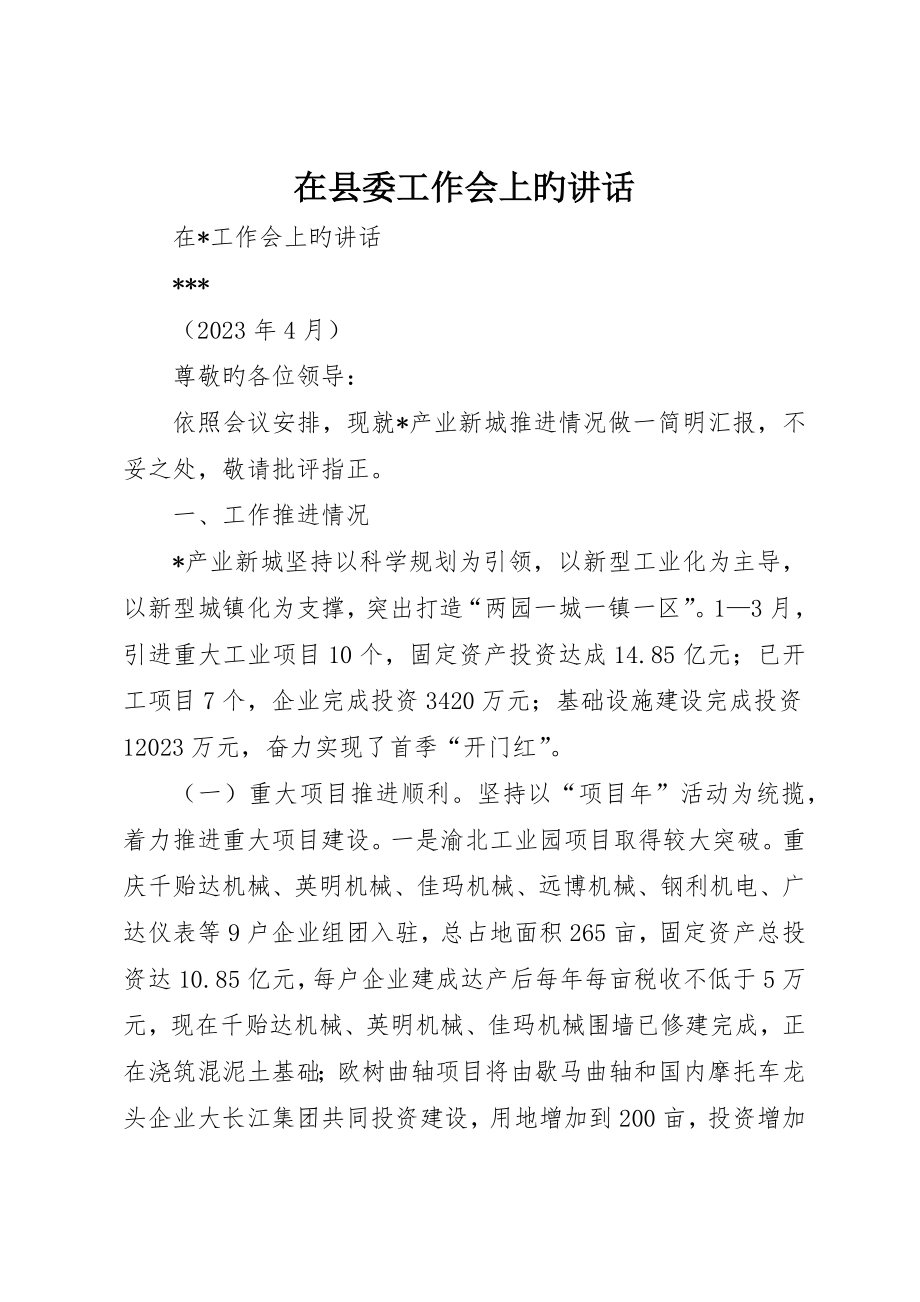在县委工作会上的发言_第1页