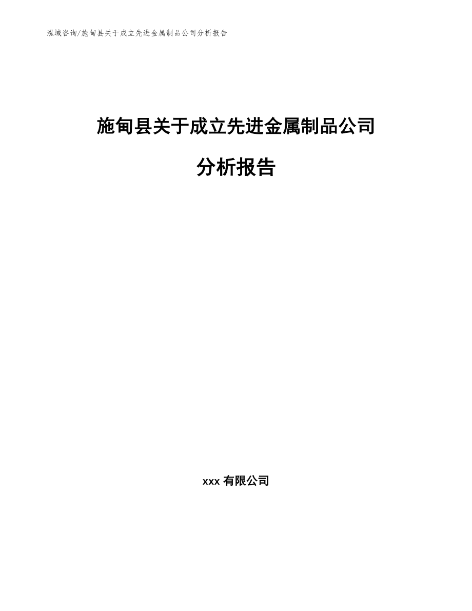 施甸县关于成立先进金属制品公司分析报告模板_第1页
