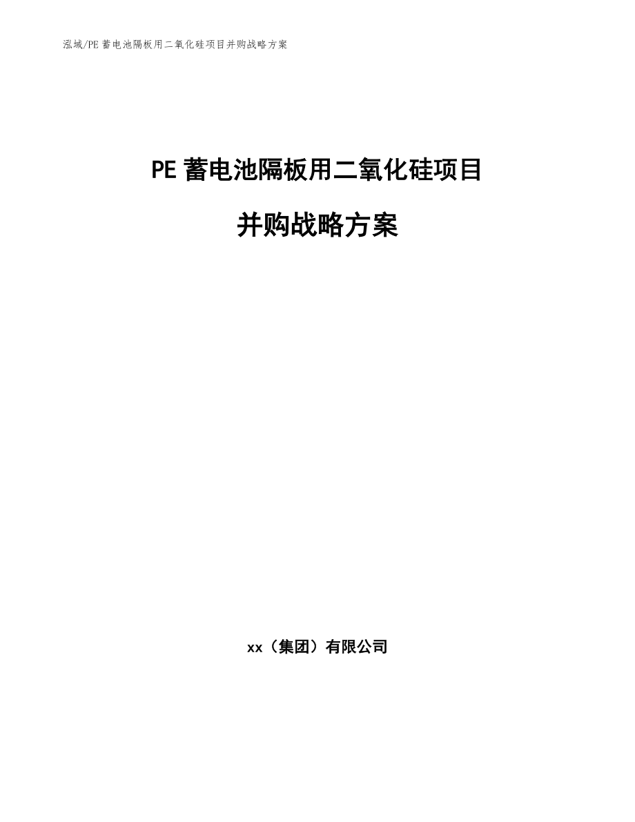 PE蓄电池隔板用二氧化硅项目并购战略方案_第1页