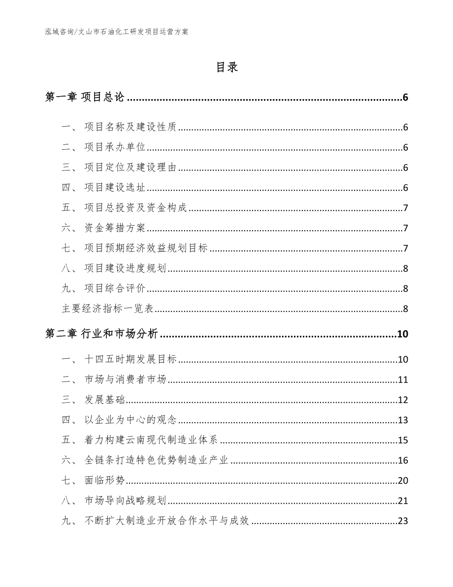 文山市石油化工研发项目运营方案【模板范本】_第1页