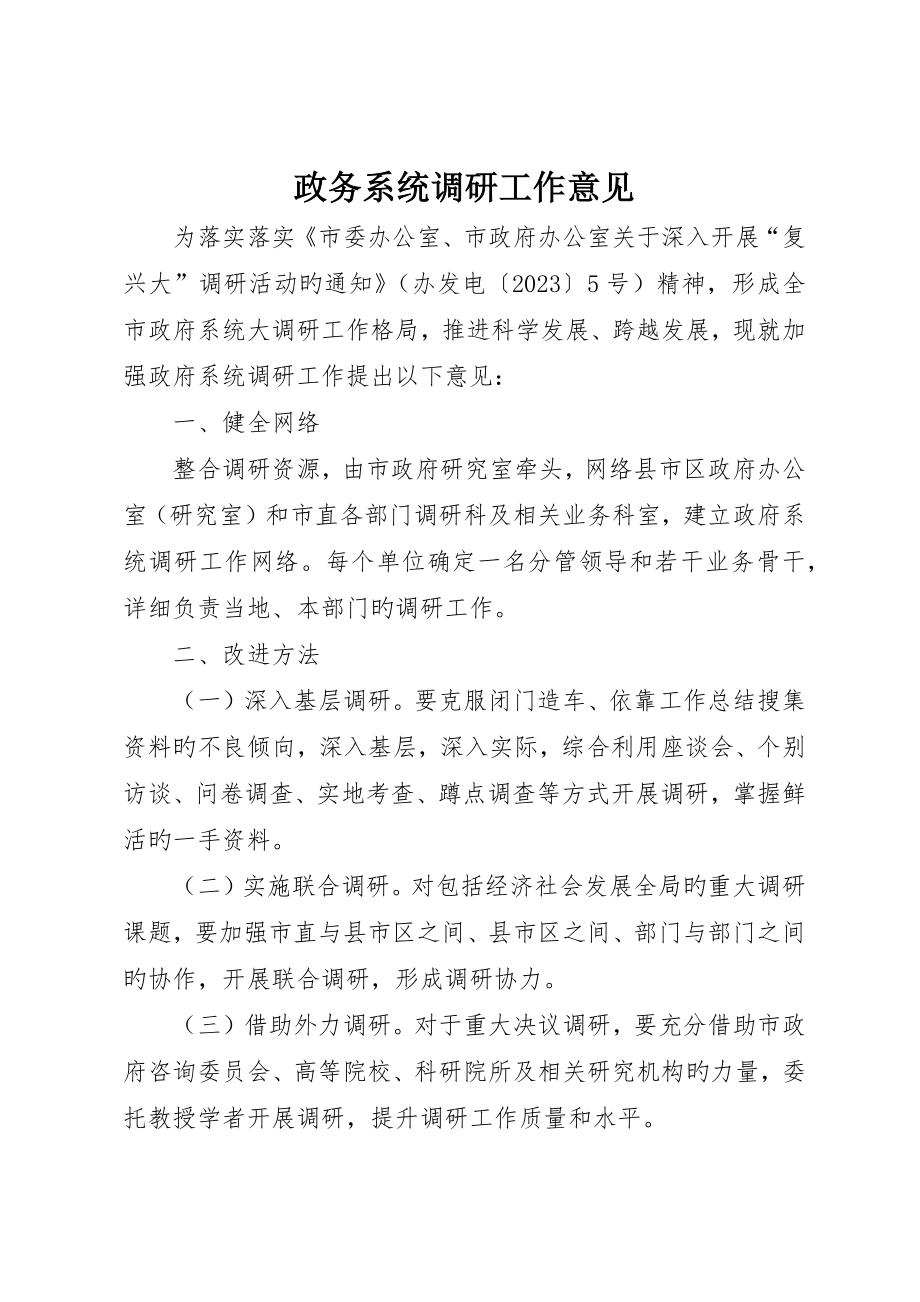 政务系统调研工作意见_第1页