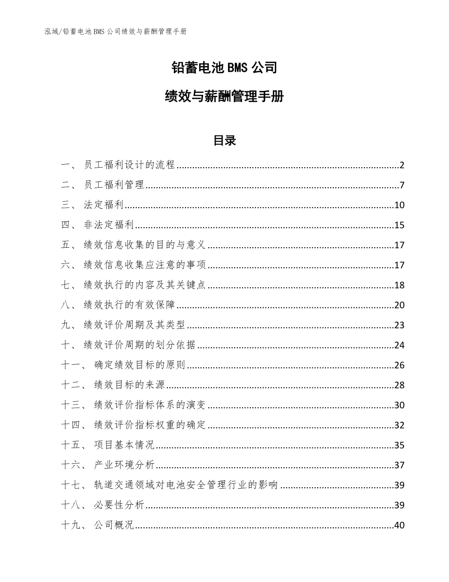 铅蓄电池BMS公司绩效与薪酬管理手册_范文_第1页