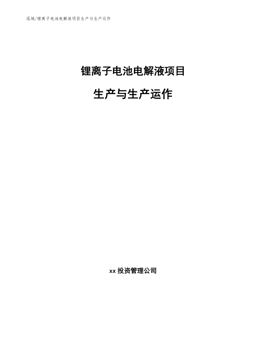 锂离子电池电解液项目生产与生产运作（范文）_第1页