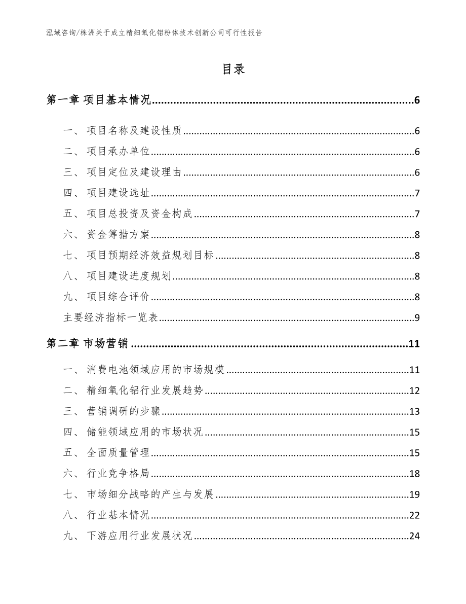 株洲关于成立精细氧化铝粉体技术创新公司可行性报告_第1页