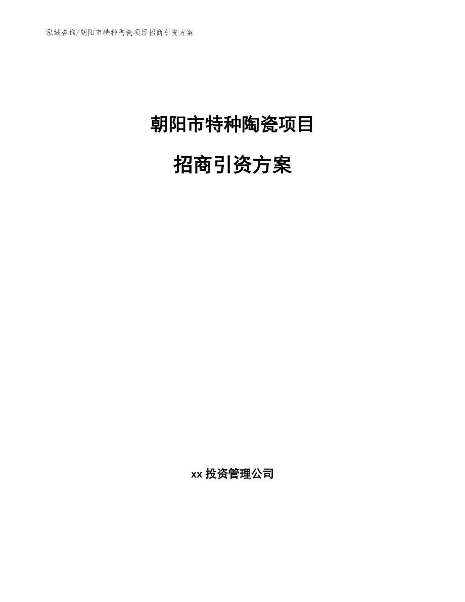 朝阳市特种陶瓷项目招商引资方案（模板范本）_第1页