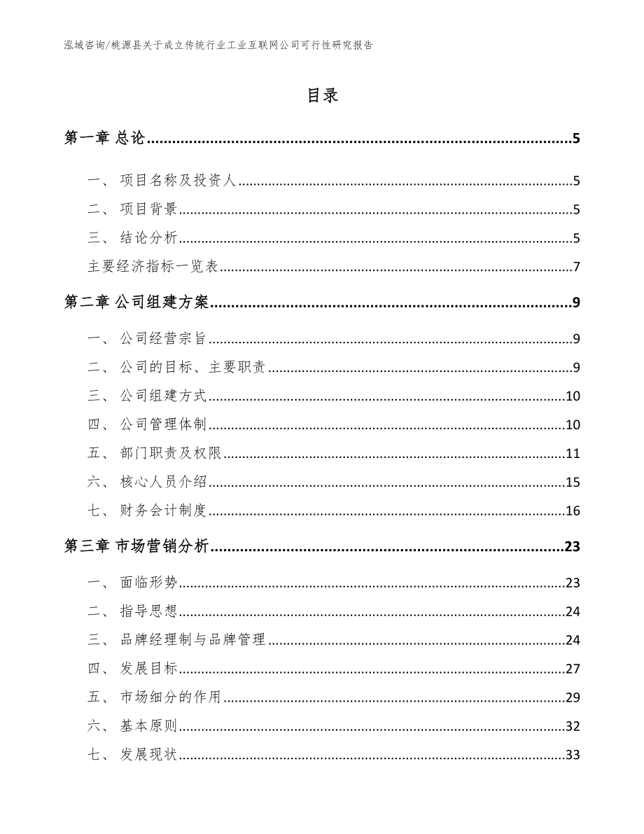 桃源县关于成立传统行业工业互联网公司可行性研究报告_第1页