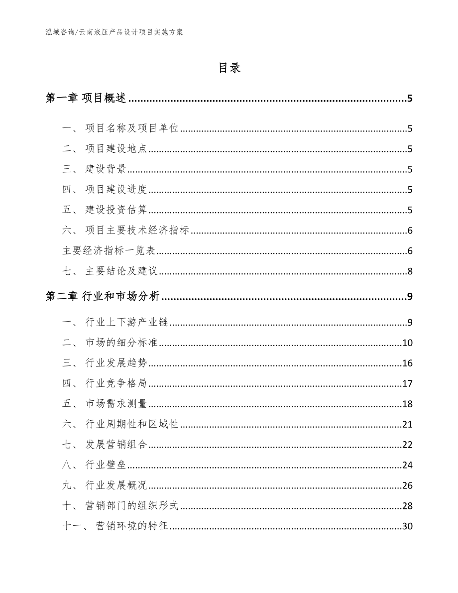 云南液压产品设计项目实施方案_第1页