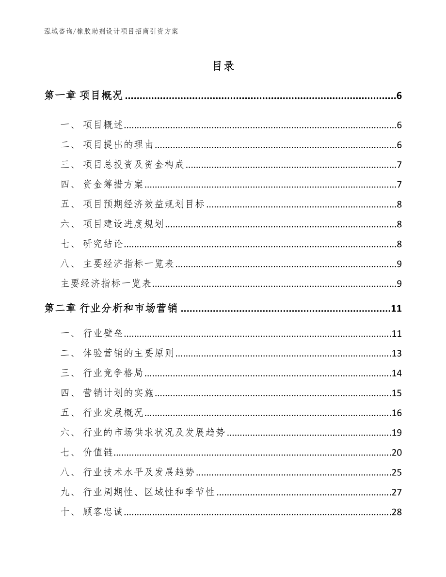 橡胶助剂设计项目招商引资方案模板_第1页