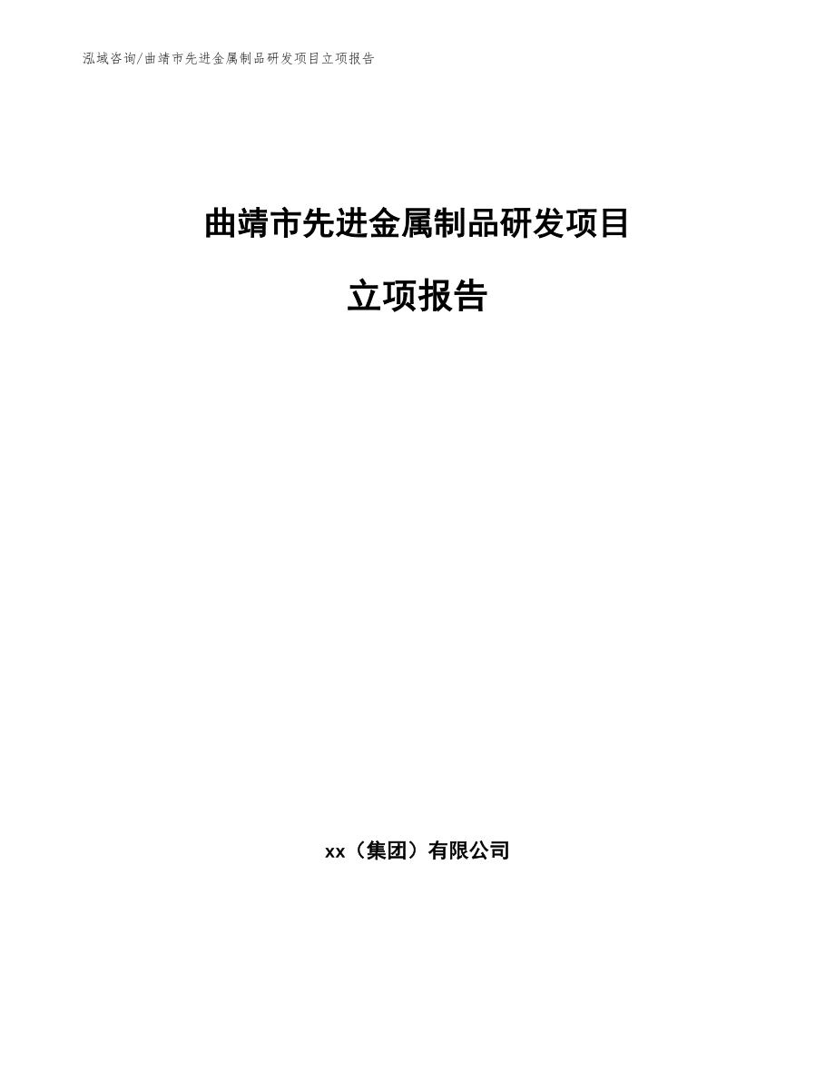 曲靖市先进金属制品研发项目立项报告（模板参考）_第1页