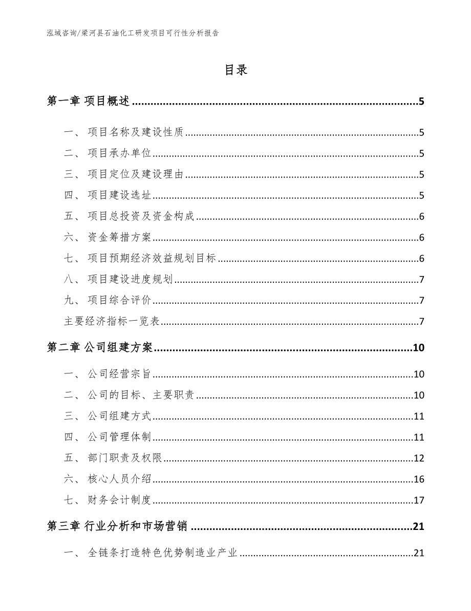 梁河县石油化工研发项目可行性分析报告_参考模板_第1页
