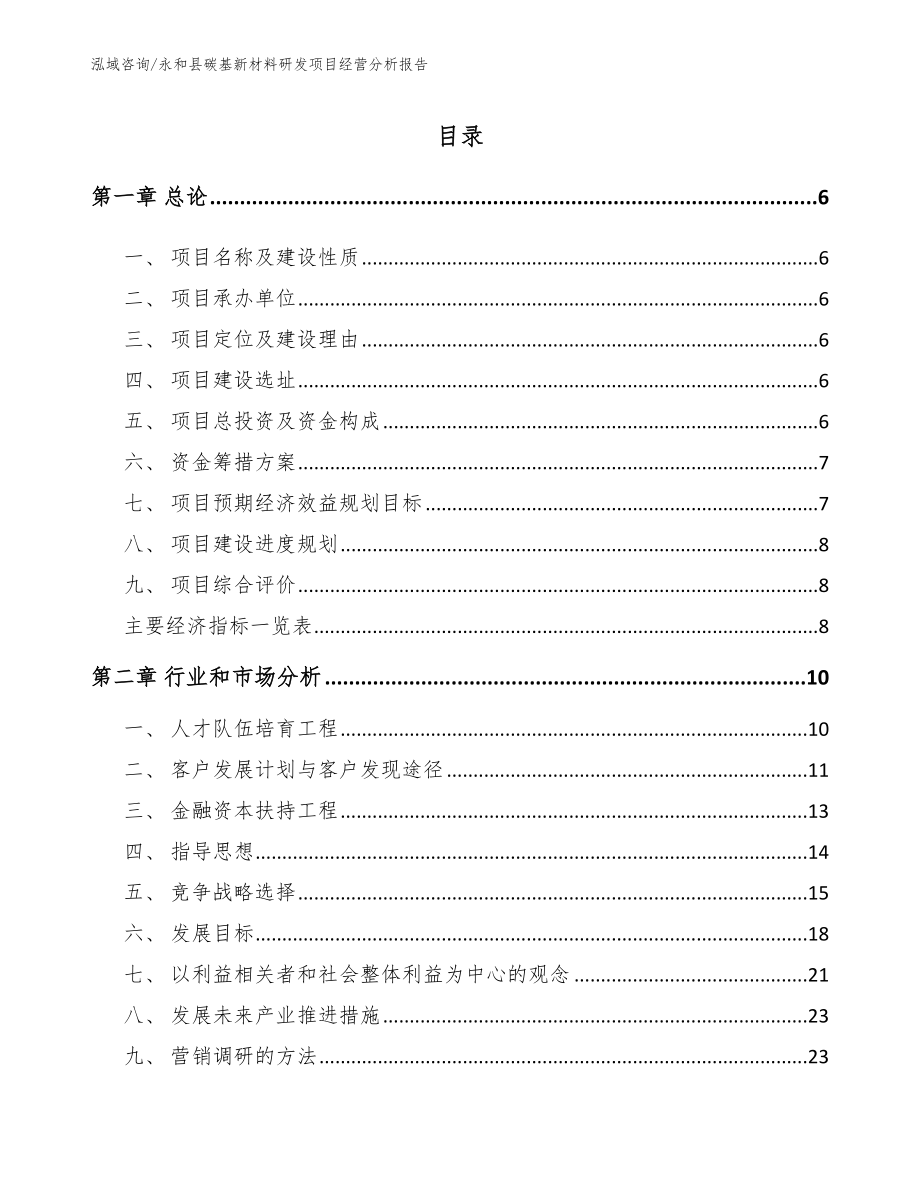 永和县碳基新材料研发项目经营分析报告范文_第1页