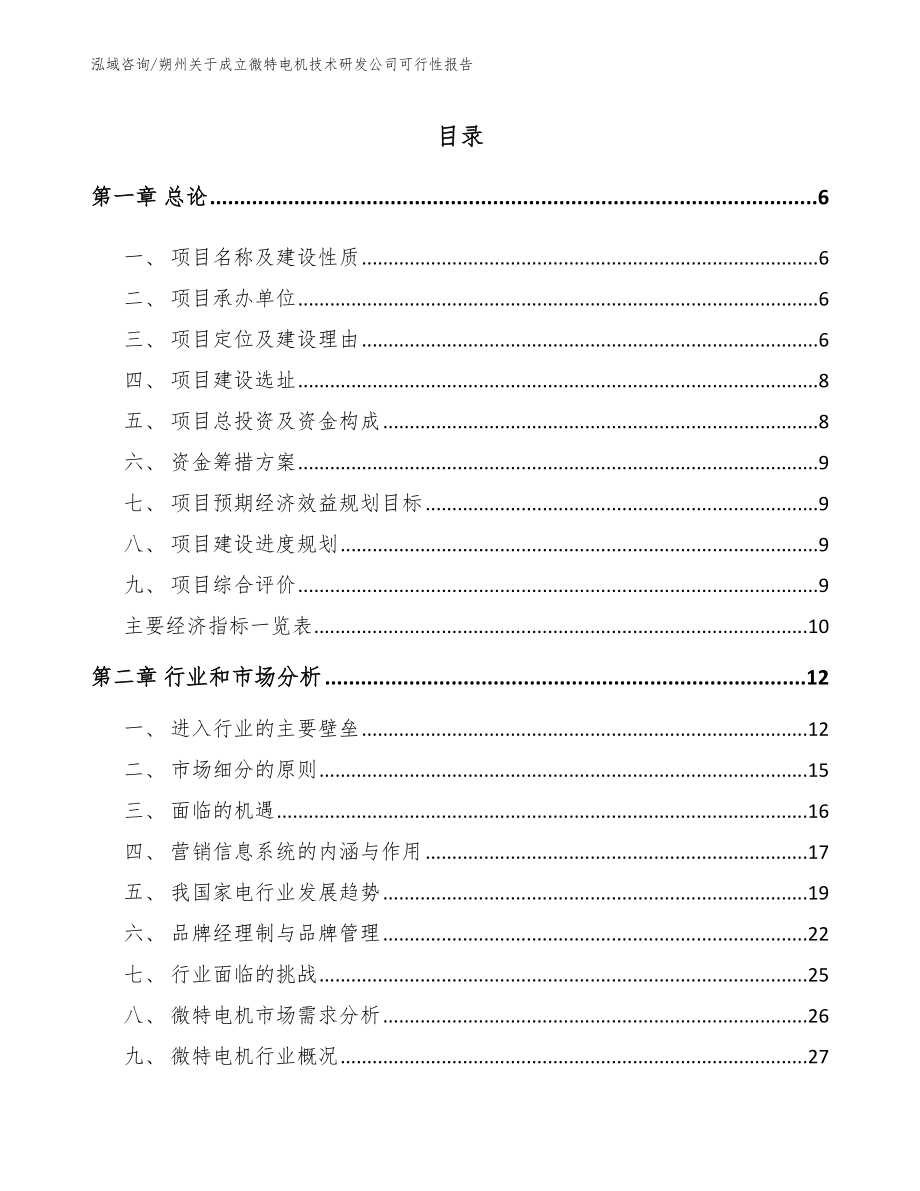 朔州关于成立微特电机技术研发公司可行性报告模板范本_第1页