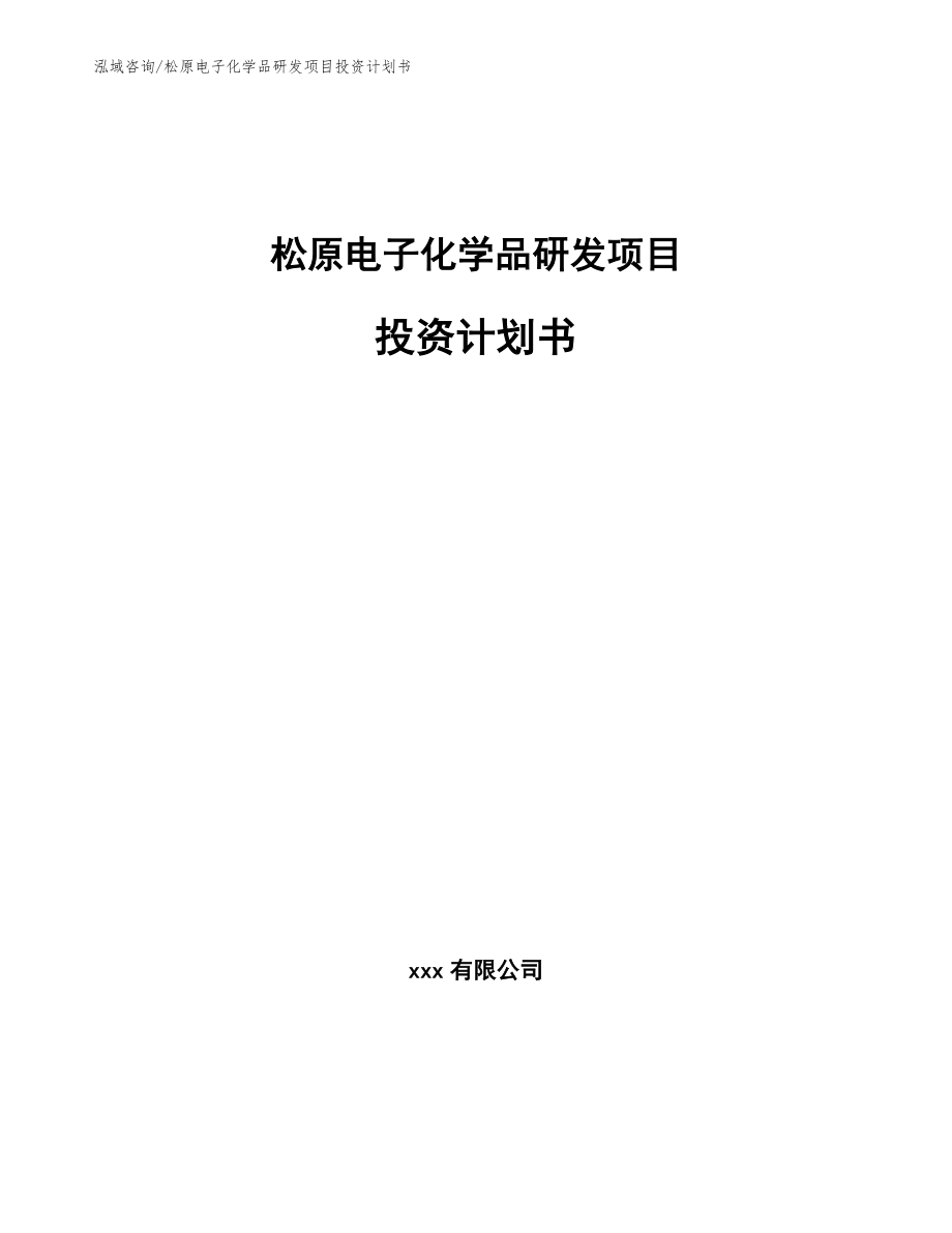 松原电子化学品研发项目投资计划书_第1页