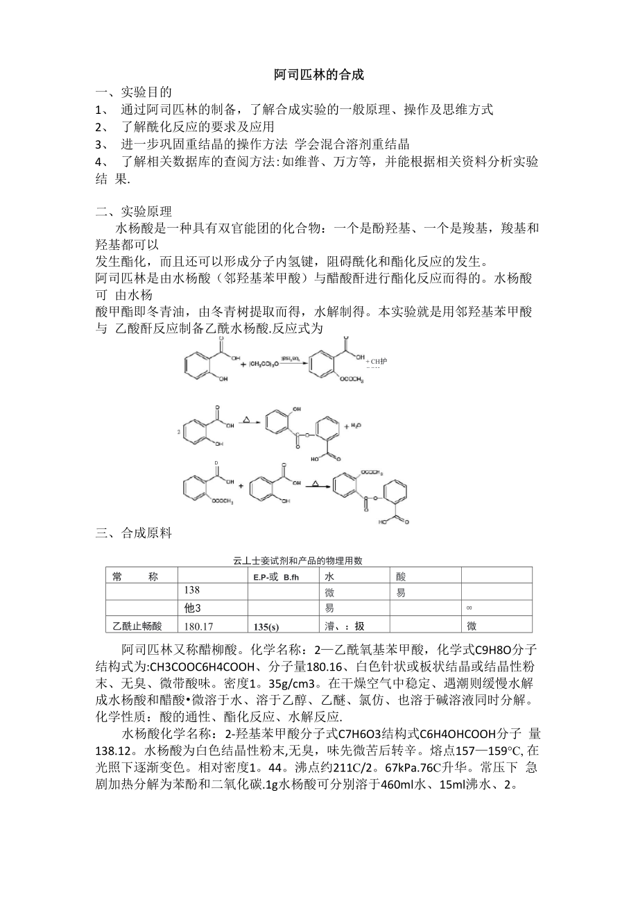 阿司匹林的制备_第1页
