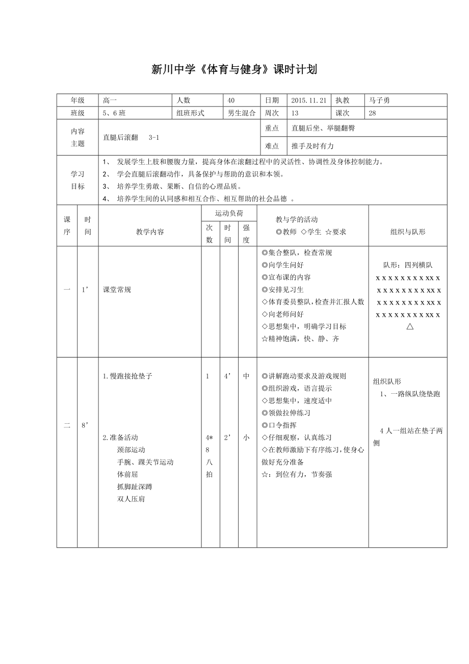 1、前滚翻分腿起（女）直腿后滚翻（男）_第1页