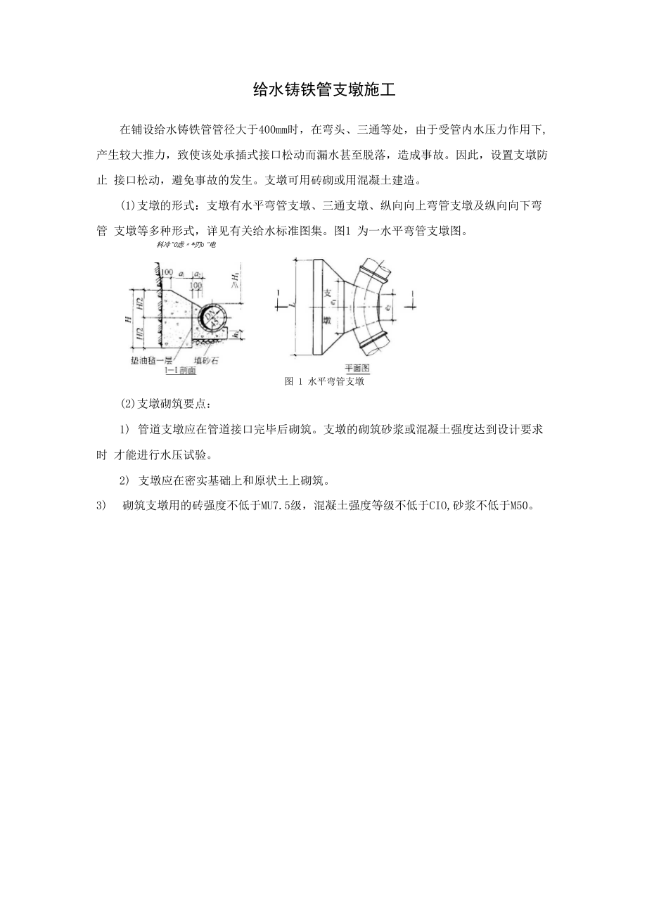 给水铸铁管支墩施工_第1页