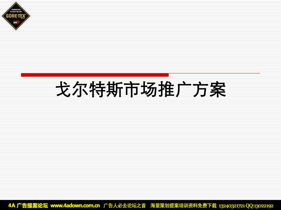 戈尔特斯户外品牌市场推广方案_第1页