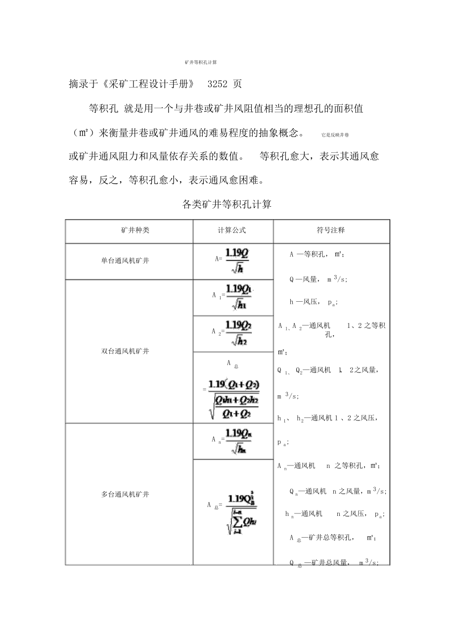 矿井等积孔计算方法_第1页