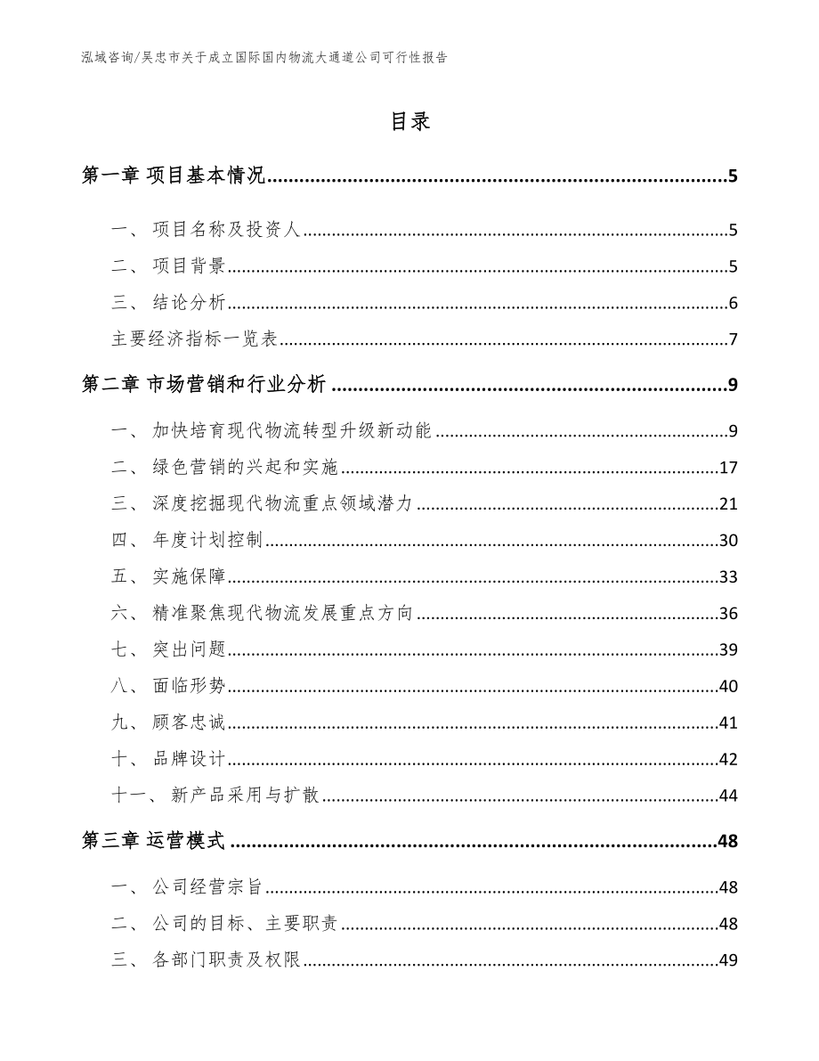 吴忠市关于成立国际国内物流大通道公司可行性报告参考范文_第1页