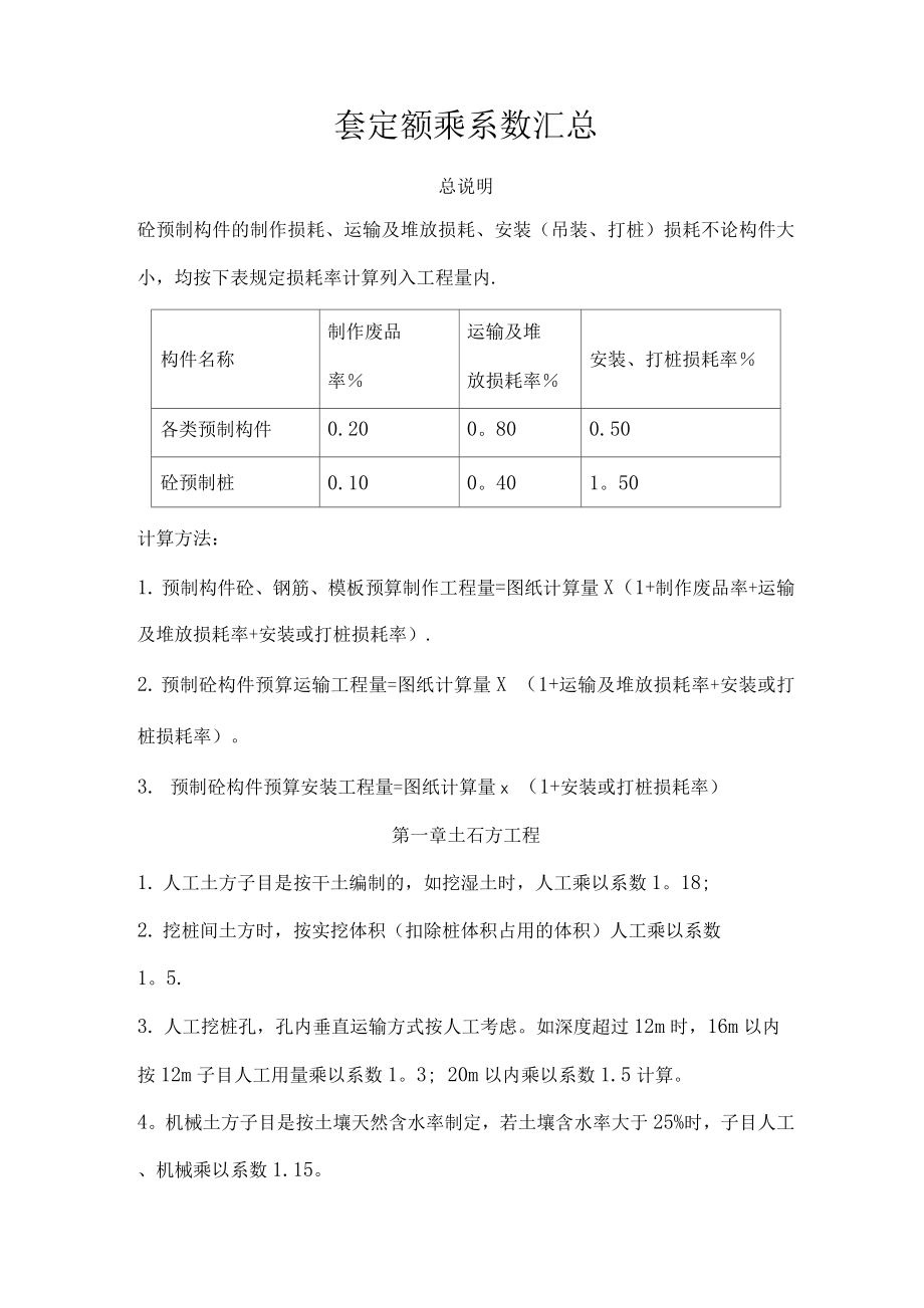 陕西省建筑、装饰工程消耗量定额系数换算_第1页