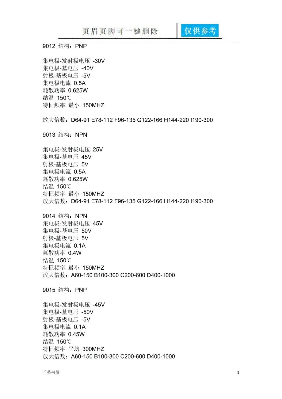 各种三极管[古柏书屋]_第1页
