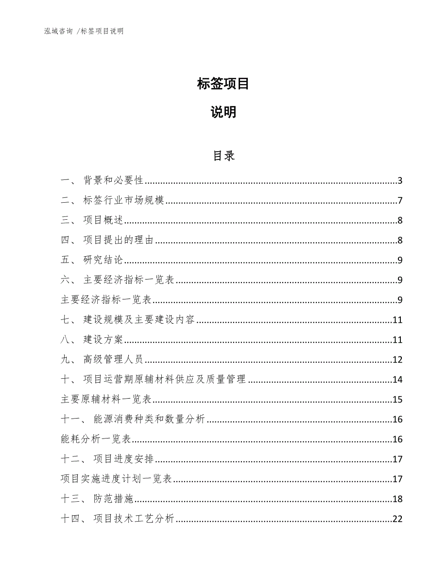 标签项目说明【范文模板】_第1页