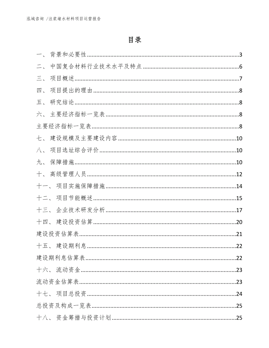 注浆堵水材料项目运营报告_第1页