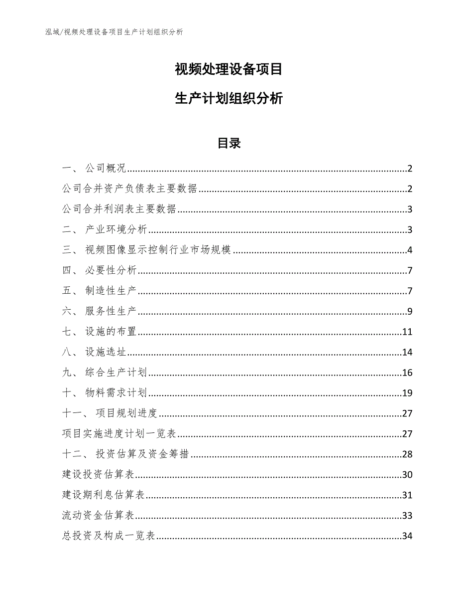 视频处理设备项目生产计划组织分析_参考_第1页