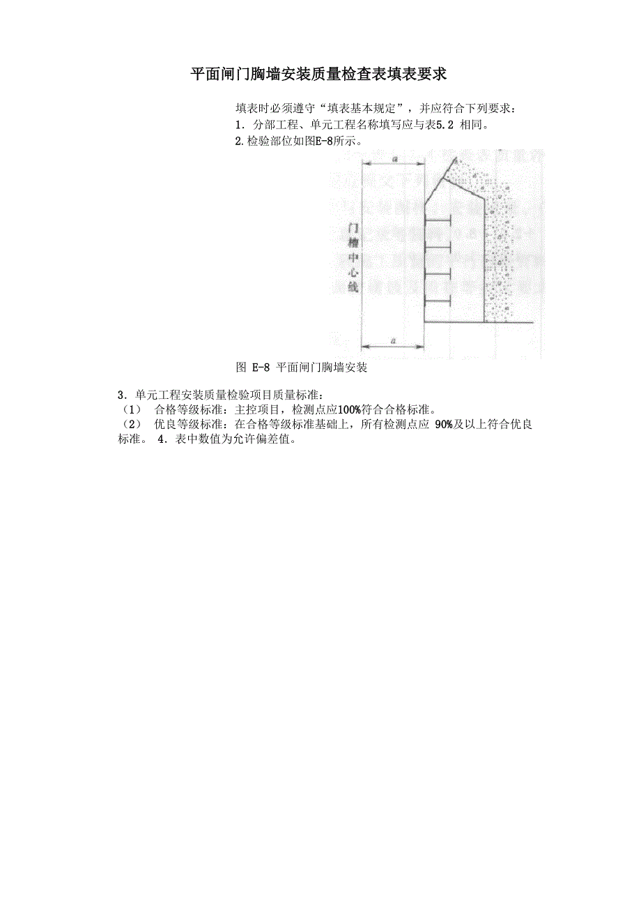 平面闸门胸墙安装质量检查表填表要求_第1页