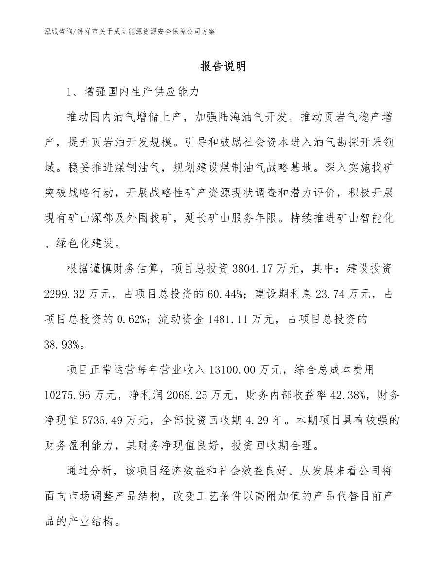钟祥市关于成立能源资源安全保障公司方案_第1页