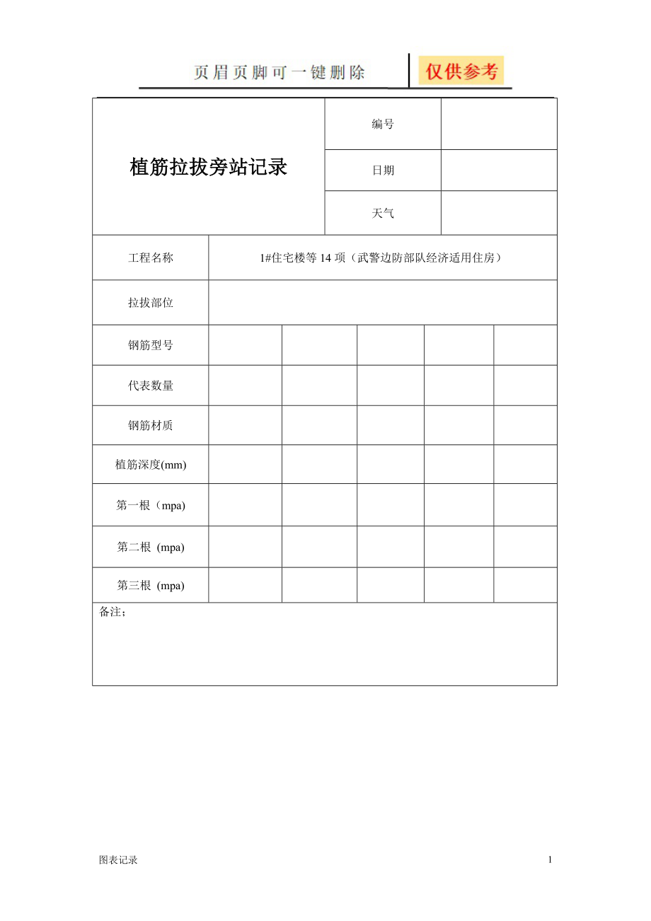植筋拉拔旁站记录[表格借鉴]_第1页