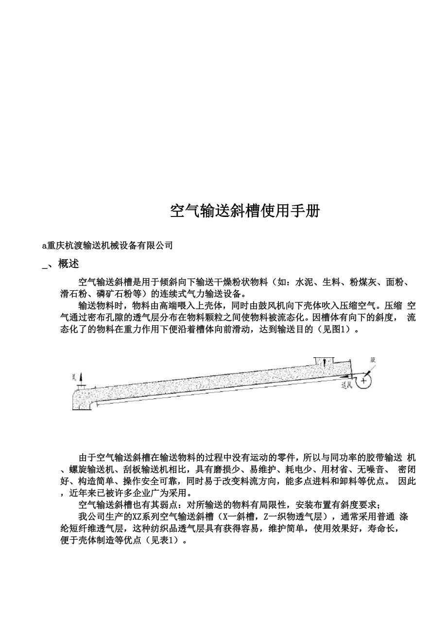 空气输送斜槽使用手册_第1页
