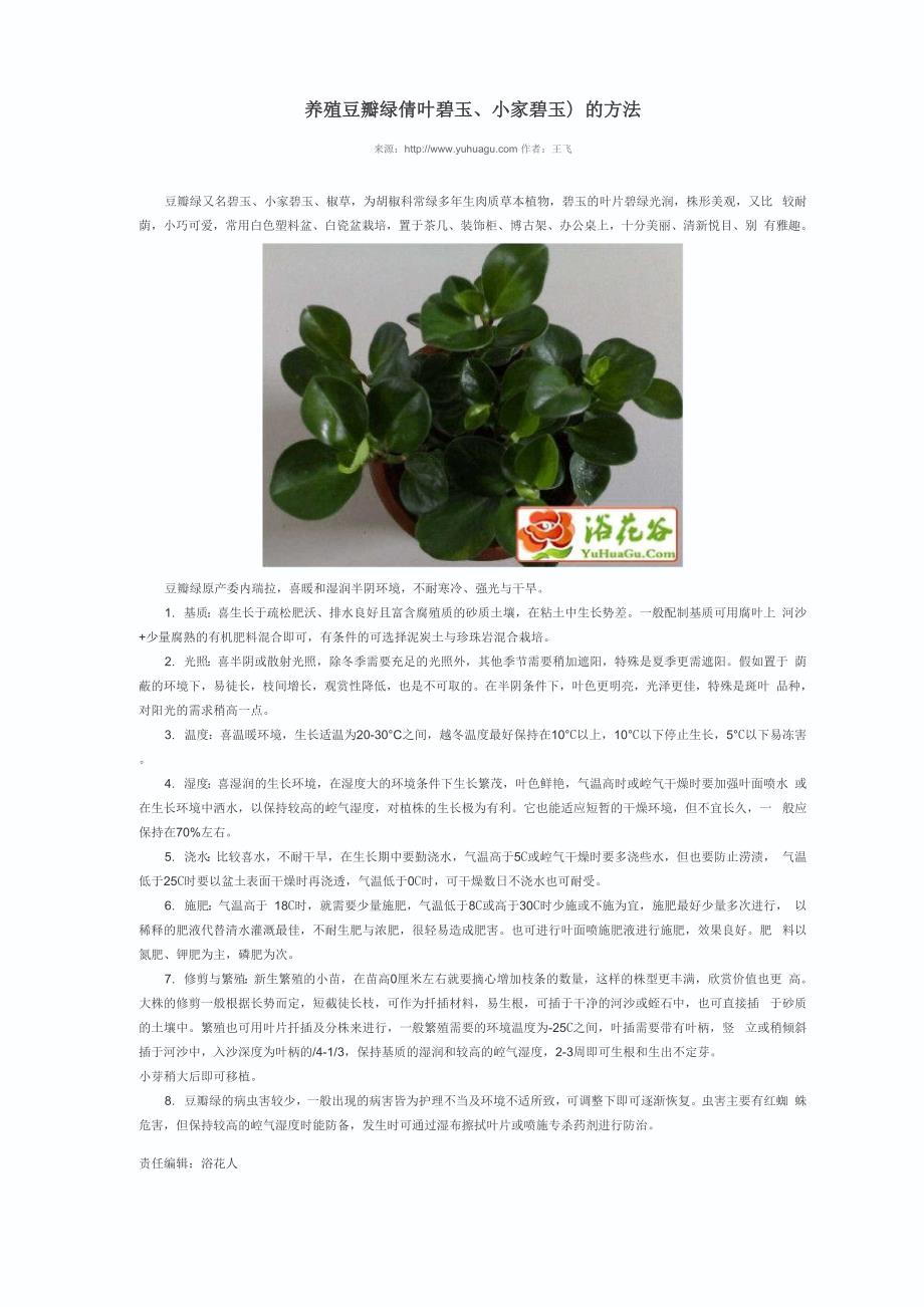 养殖豆瓣绿的养殖方法_第1页