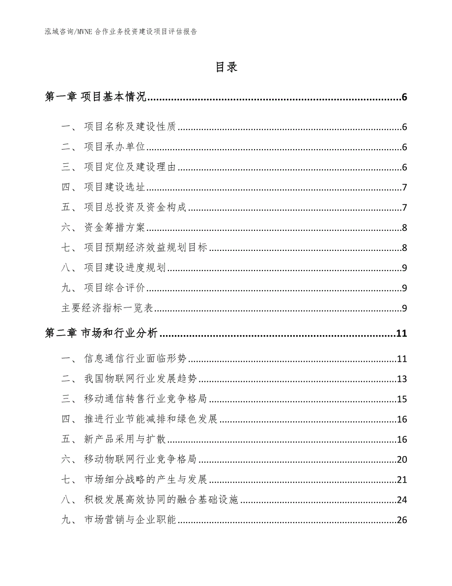 MVNE合作业务投资建设项目评估报告_参考范文_第1页