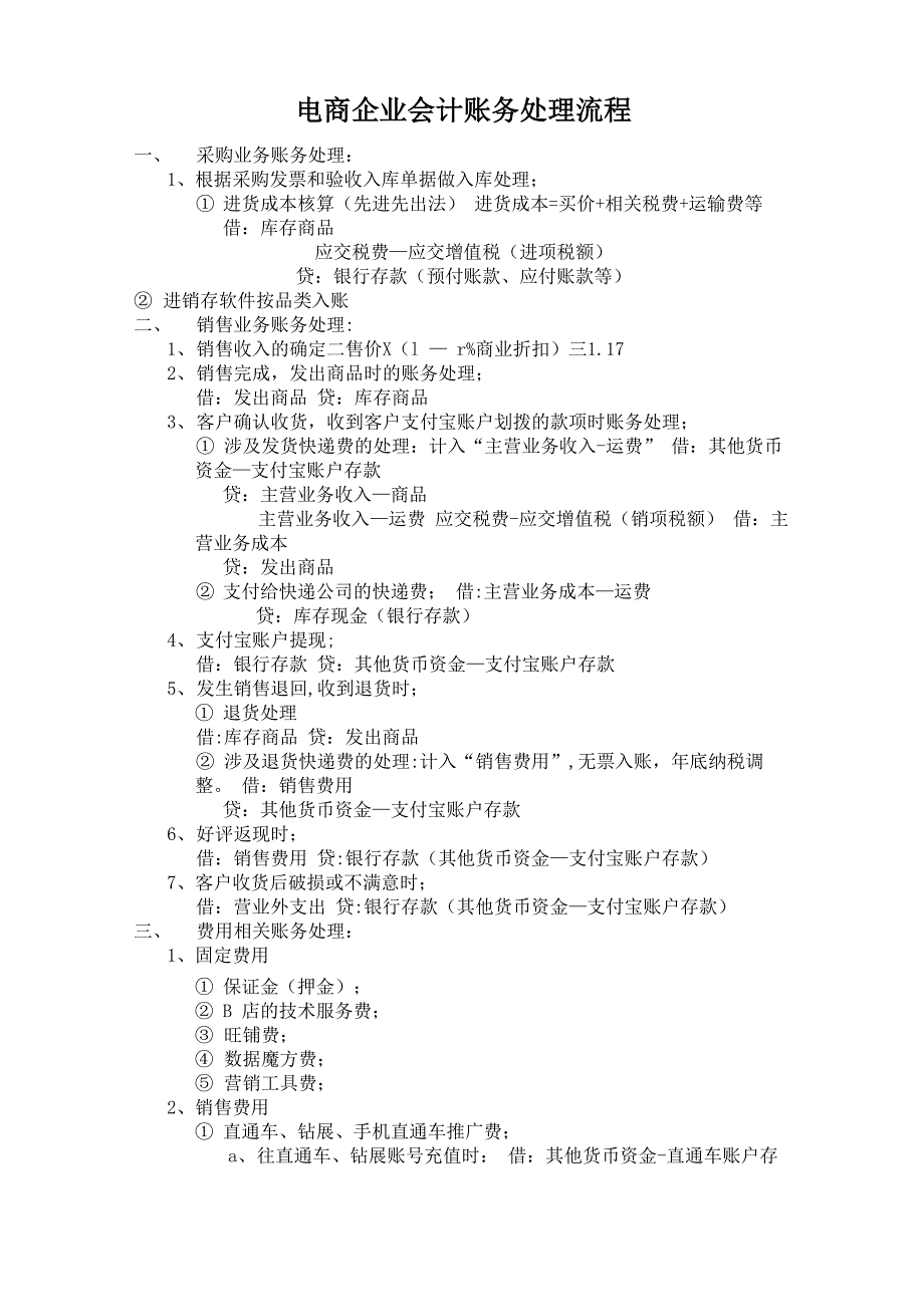 电商企业财务人员账务处理流程_第1页