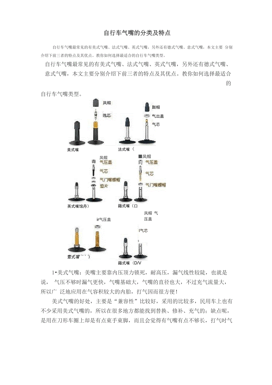 自行车气嘴的分类及特点_第1页